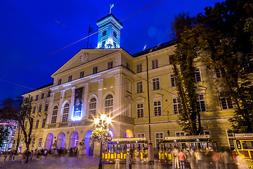 Image showing Rynok Square in Lviv at night