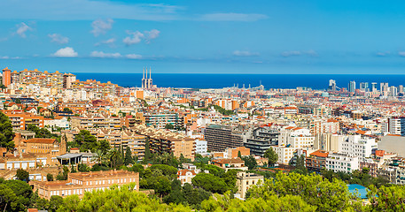 Image showing Panoramic view of Barcelona