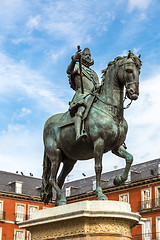 Image showing Statue of Philip III at Mayor plaza in Madrid