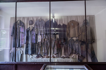 Image showing Exhibition with prisoners\' clothes in Auschwitz