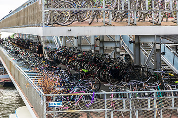 Image showing Parking for bikes in Amsterdam