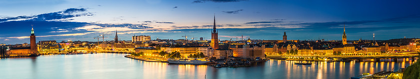 Image showing Scenic summer night panorama of  Stockholm, Sweden