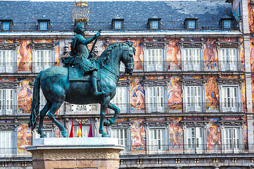 Image showing Statue of Philip III at Mayor plaza in Madrid