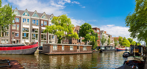 Image showing Canal and bridge in Amsterdam