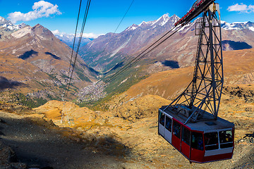 Image showing Cable car to Matterhorn in Zermatt