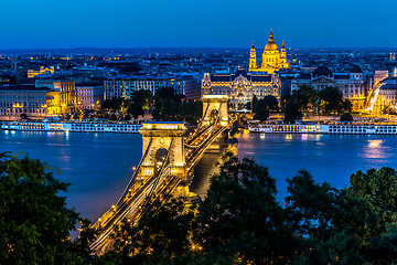 Image showing Panorama of Budapest, Hungary, with the Chain Bridge and the Par