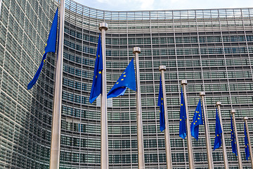 Image showing European flags  in Brussels