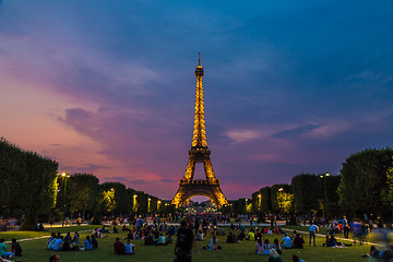 Image showing Eiffel Tower at sunset in Paris