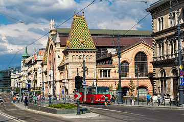 Image showing Budapest - old town view. Narrow street with parked cars.