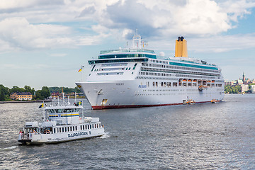 Image showing The big Cruise Ship Aurora in Stockholm