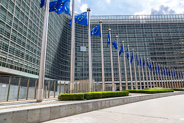 Image showing European flags  in Brussels