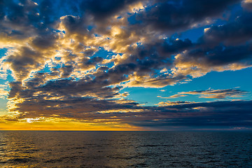 Image showing Dubai sea and beach, beautiful sunset at the beach