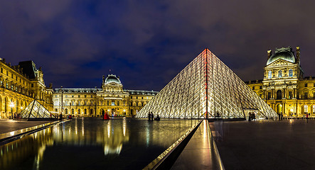 Image showing The Louvre at night in Paris