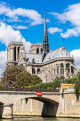 Image showing Seine and Notre Dame de Paris