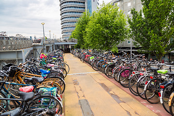 Image showing Parking for bikes in Amsterdam