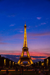 Image showing Eiffel Tower at sunset in Paris