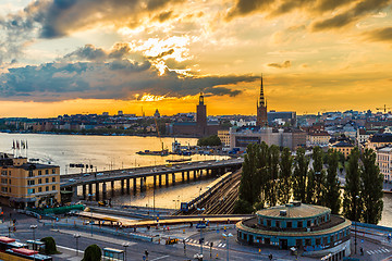 Image showing Scenic summer night panorama of  Stockholm, Sweden