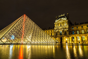 Image showing The Louvre at night in Paris