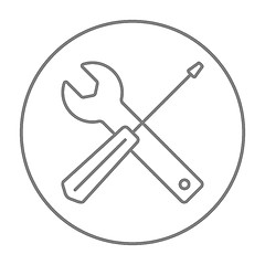 Image showing Screwdriver and wrench tools line icon.