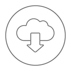 Image showing Cloud with arrow down line icon.