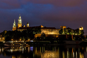 Image showing Krakow at night. Wawel Castle