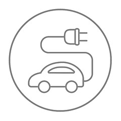 Image showing Electric car line icon.