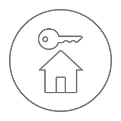 Image showing Key for house line icon.