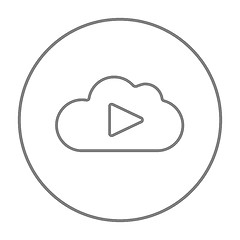 Image showing Cloud with play button line icon.