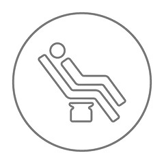 Image showing Man sitting on dental chair line icon.