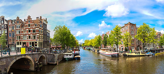 Image showing Canal and bridge in Amsterdam