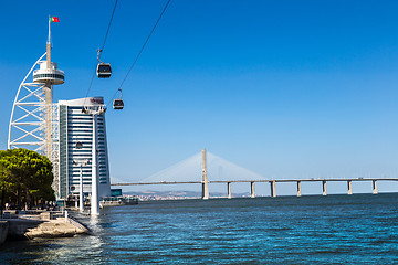 Image showing Vasco da Gama Bridge in Lisbon