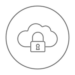 Image showing Cloud computing security line icon.