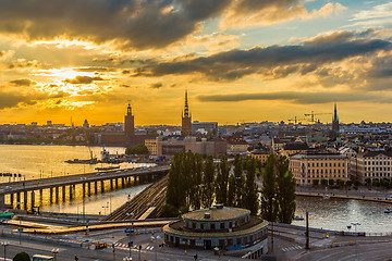 Image showing Scenic summer night panorama of  Stockholm, Sweden