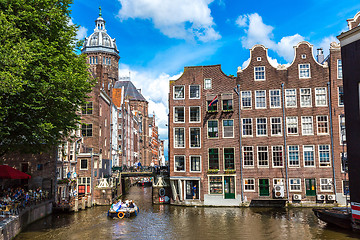 Image showing Canal and St. Nicolas Church in Amsterdam