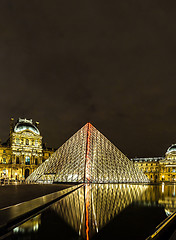 Image showing The Louvre at night in Paris