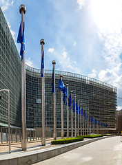 Image showing European flags  in Brussels