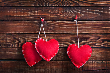 Image showing hearts on wood