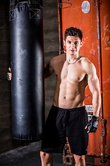 Image showing Young man boxing workout