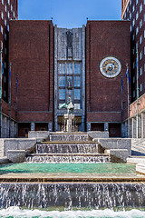 Image showing City Hall and monuments in Oslo, Norway