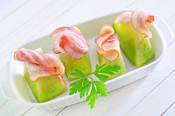 Image showing melon with ham