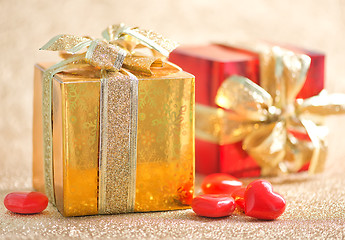 Image showing presents and hearts