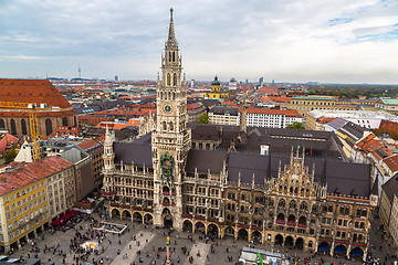 Image showing Aerial view on Marienplatz town hall