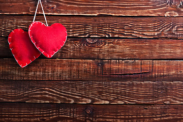 Image showing hearts on wood