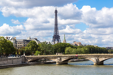 Image showing Seine and Eiffel tower in Paris