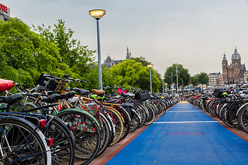 Image showing Parking for bikes in Amsterdam