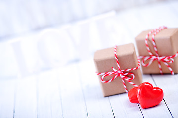 Image showing presents and hearts