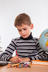 Image showing Tired schoolboy