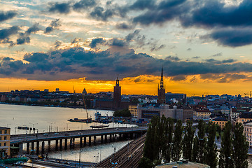 Image showing Scenic summer night panorama of  Stockholm, Sweden