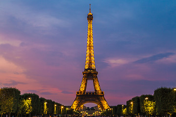 Image showing Eiffel Tower at sunset in Paris