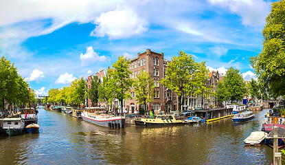 Image showing Canal and bridge in Amsterdam